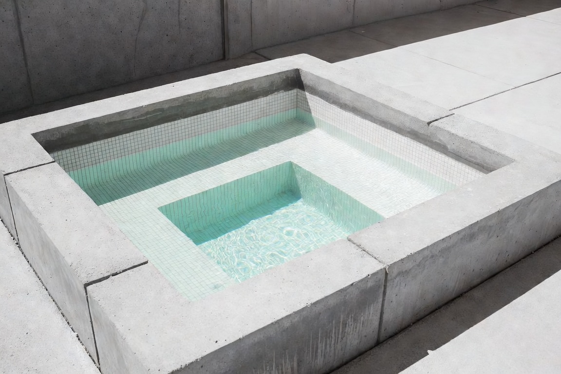 Spa rigide intégré à une terrasse